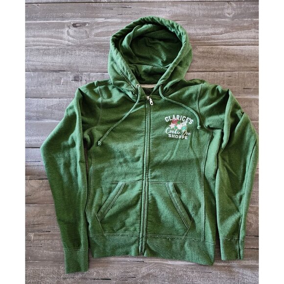 Clarices Cookie Doe Shoppe Green Womens Zip-Up Hooded Jacket Small Rudolph - Picture 6 of 9
